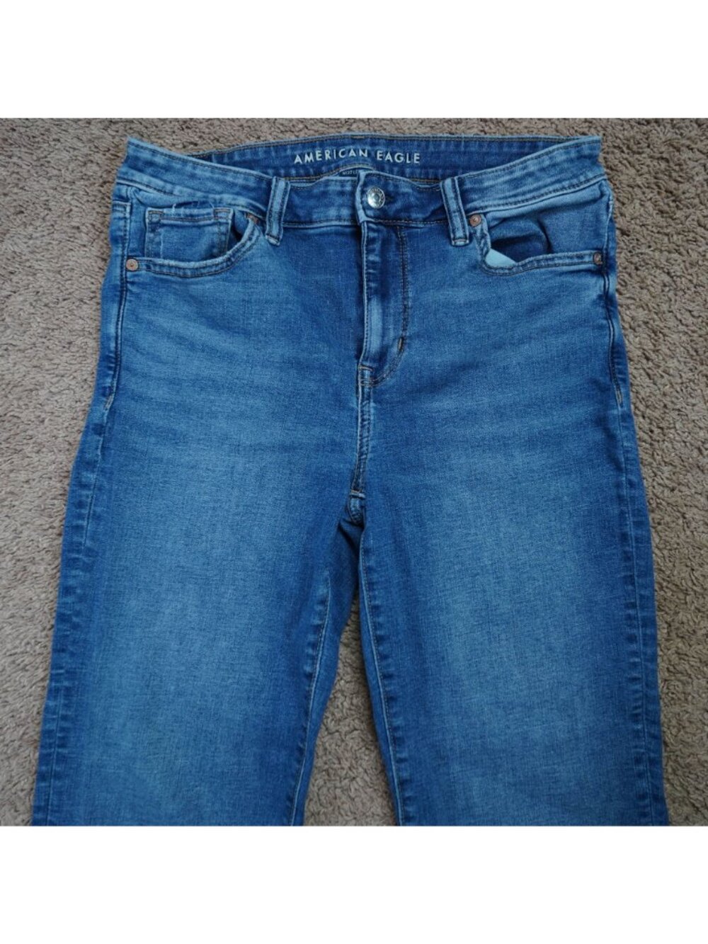American Eagle Jeans Womens 8 High-Rise Kick Boot Crop Raw Hem Denim Stretch - Picture 3 of 10